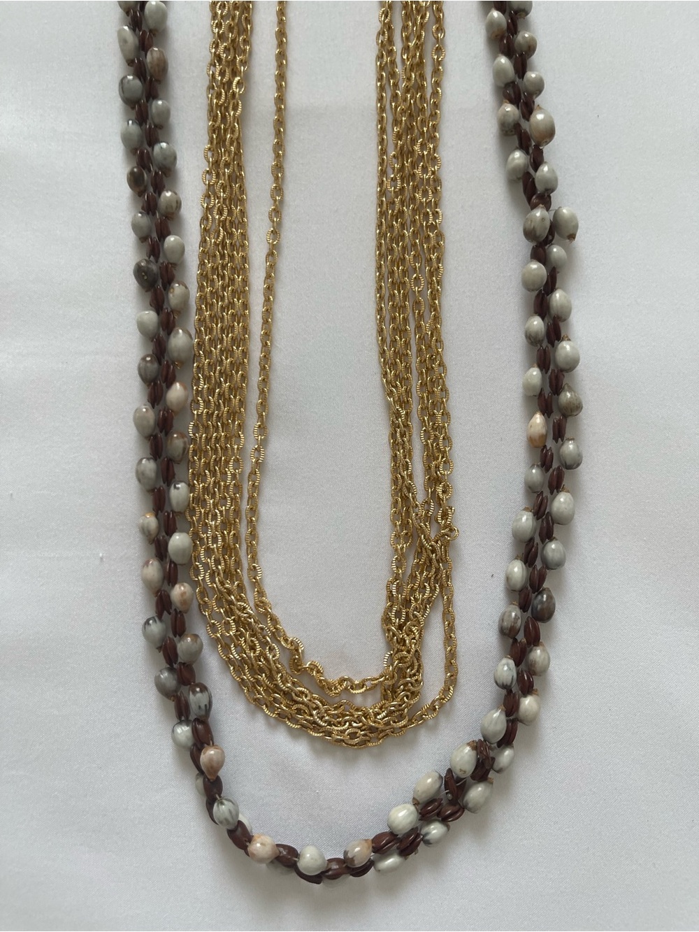 Women’s Bohemian Beaded Gold Tone Multi Strand Statement Necklace